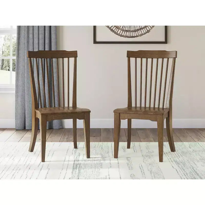 Signature Design by Ashley Chadworth Dining Room Side Chairs, Set of 2, Brown Wood Spindle-Back Design
