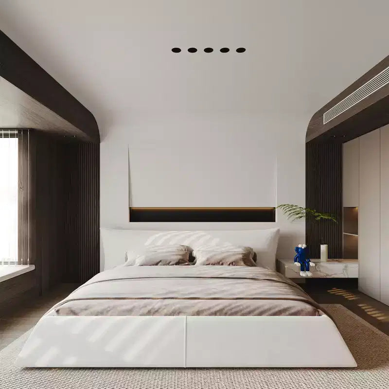 King Size Velvet Platform Bed, Upholstered Headboard with Solid Wood & Metal Frame, Slat Support No Box Spring Needed