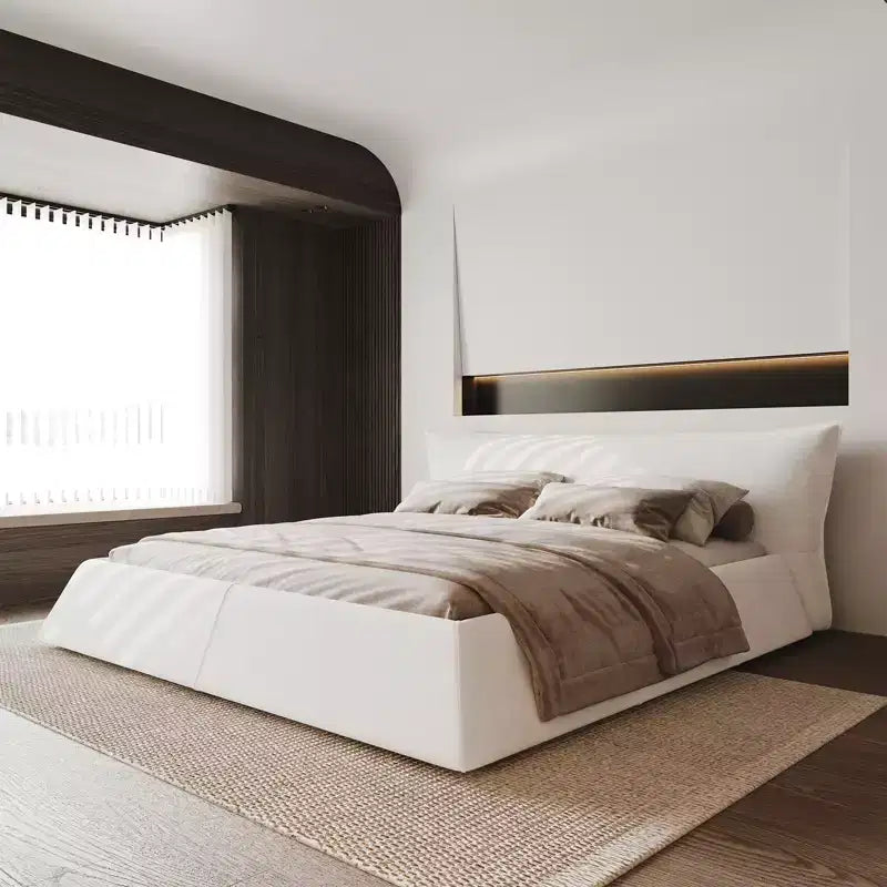 King Size Velvet Platform Bed, Upholstered Headboard with Solid Wood & Metal Frame, Slat Support No Box Spring Needed