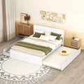 Full Size Platform Bed Frame with Twin Trundle & 2 Drawers, Wood Slat Support, No Box Spring Needed for Guestroom Small Space