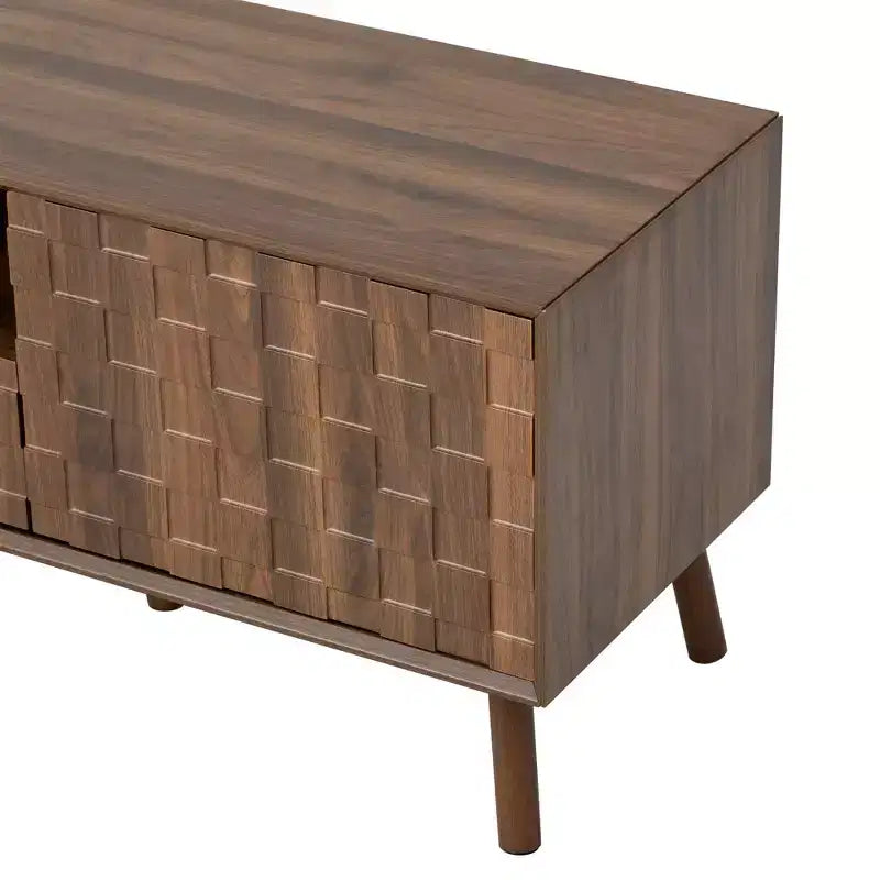 Storage TV Stand for TVs up to 85, TV Console Media Console TV Cabinet Media Entertainment Center with Press-to-open Door, Walnut - ModernLuxe