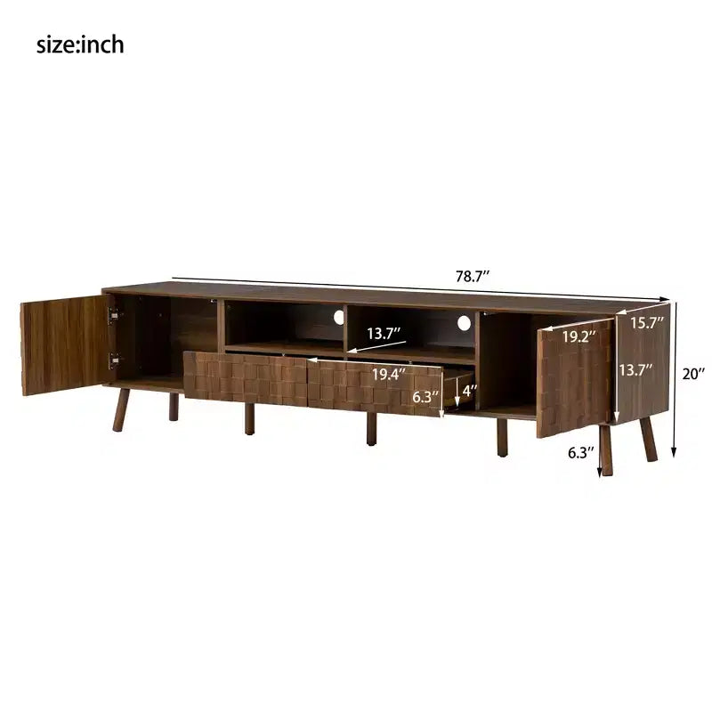 Storage TV Stand for TVs up to 85, TV Console Media Console TV Cabinet Media Entertainment Center with Press-to-open Door, Walnut - ModernLuxe