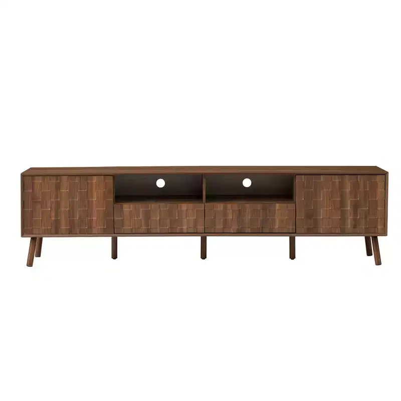 Storage TV Stand for TVs up to 85, TV Console Media Console TV Cabinet Media Entertainment Center with Press-to-open Door, Walnut - ModernLuxe