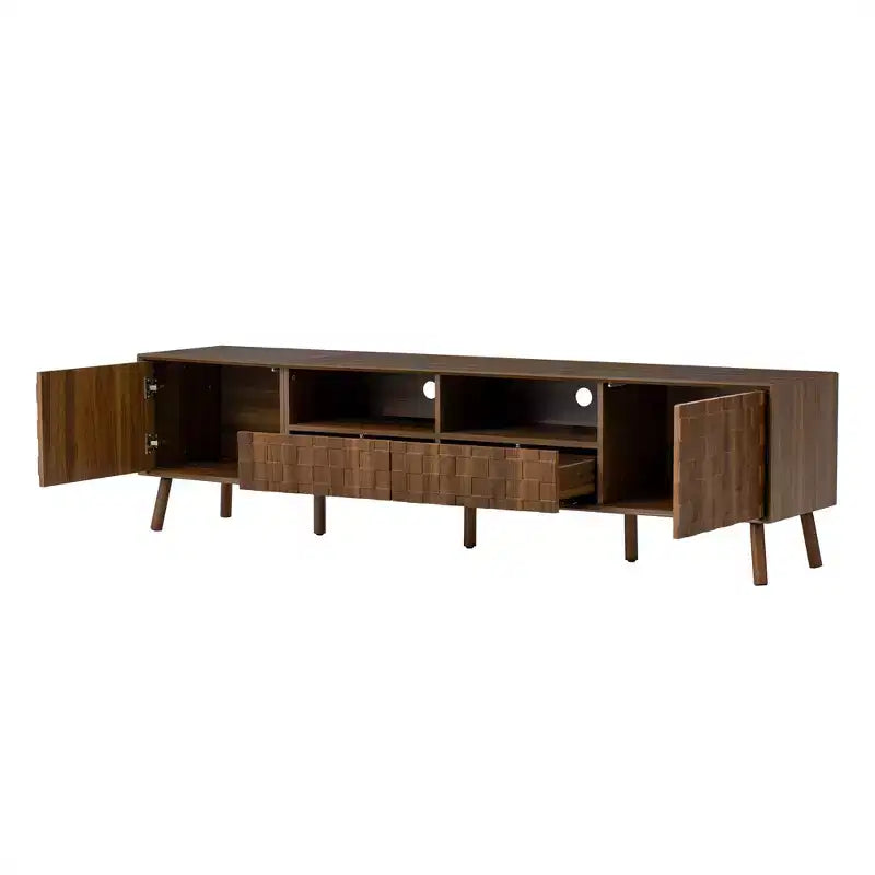 Storage TV Stand for TVs up to 85, TV Console Media Console TV Cabinet Media Entertainment Center with Press-to-open Door, Walnut - ModernLuxe