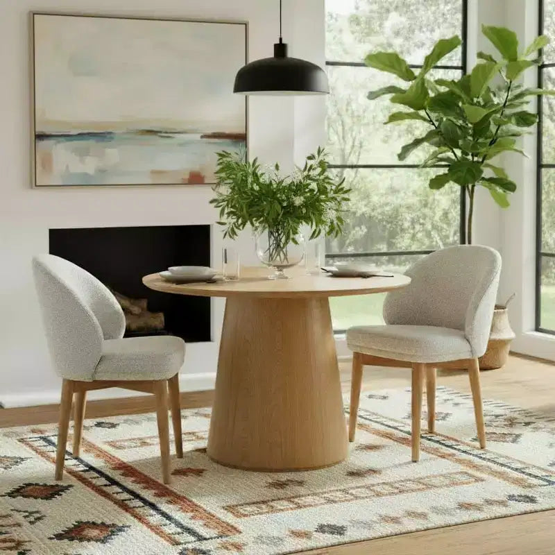 Modern Dining Chairs Set of 2, Upholstered Armless Chairs with Curved Back, Natural Wood Legs Padded Kitchen Chairs for Dining Room-Panipeachy