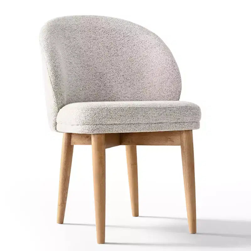 Modern Dining Chairs Set of 2, Upholstered Armless Chairs with Curved Back, Natural Wood Legs Padded Kitchen Chairs for Dining Room-Panipeachy