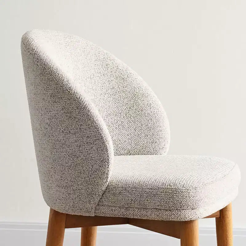 Modern Dining Chairs Set of 2, Upholstered Armless Chairs with Curved Back, Natural Wood Legs Padded Kitchen Chairs for Dining Room-Panipeachy