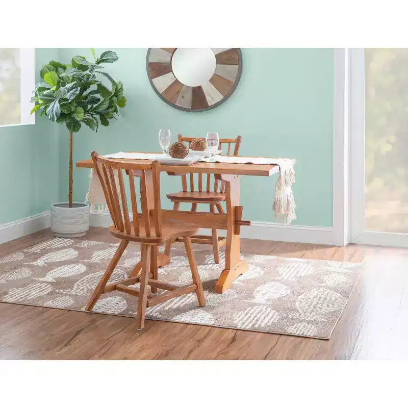 Linon Set of 2 Bazel Windsor Back Side Chairs Natural: Beechwood Frame, No Assembly Required