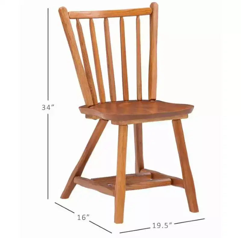 Linon Set of 2 Bazel Windsor Back Side Chairs Natural: Beechwood Frame, No Assembly Required