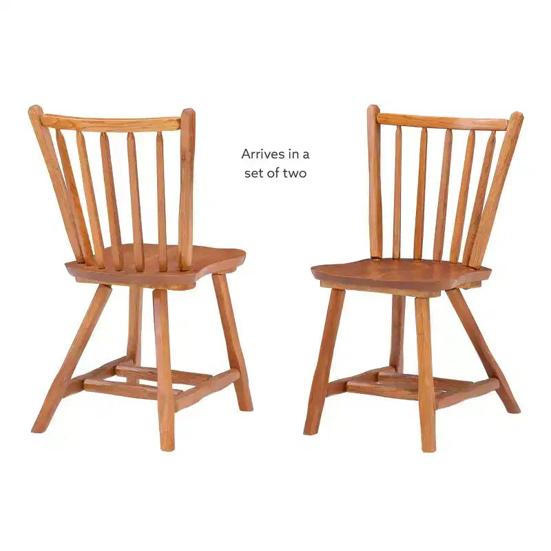 Linon Set of 2 Bazel Windsor Back Side Chairs Natural: Beechwood Frame, No Assembly Required