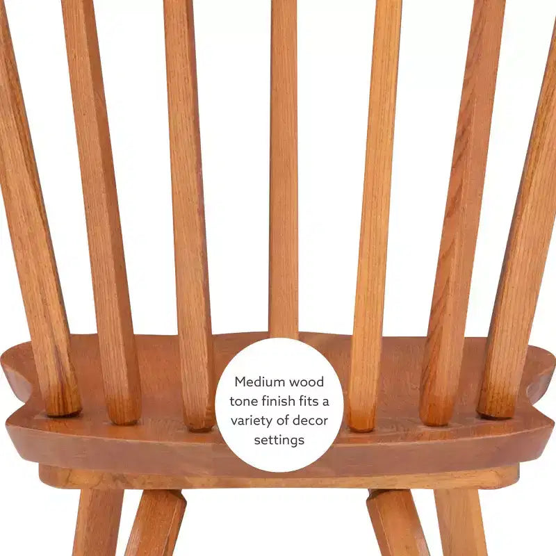 Linon Set of 2 Bazel Windsor Back Side Chairs Natural: Beechwood Frame, No Assembly Required