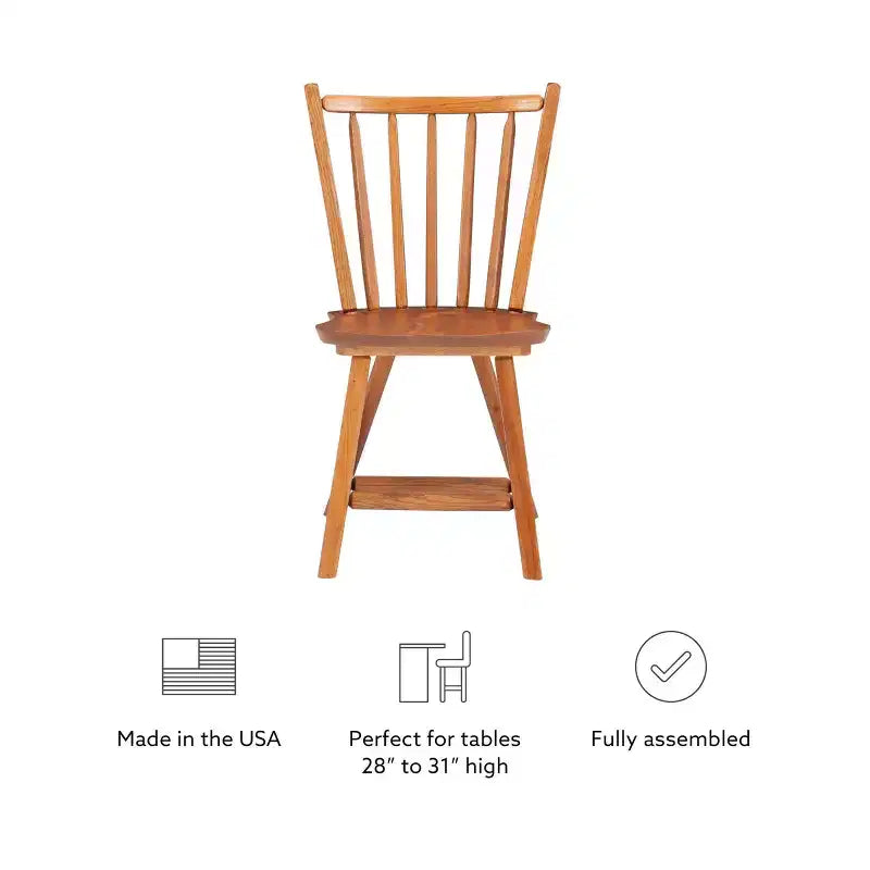 Linon Set of 2 Bazel Windsor Back Side Chairs Natural: Beechwood Frame, No Assembly Required