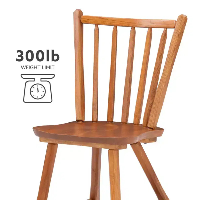 Linon Set of 2 Bazel Windsor Back Side Chairs Natural: Beechwood Frame, No Assembly Required