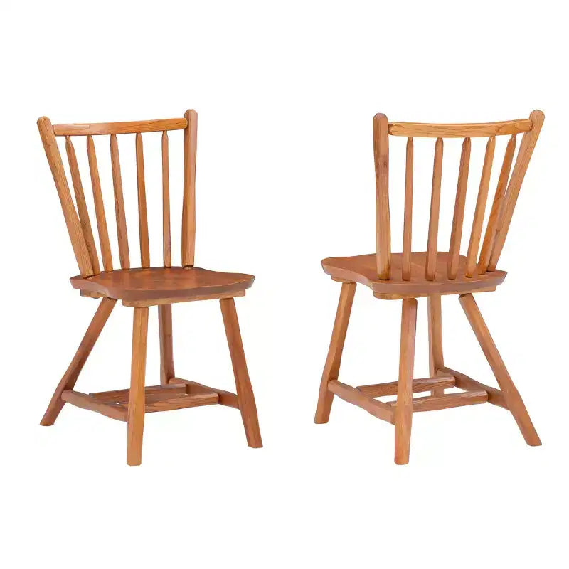 Linon Set of 2 Bazel Windsor Back Side Chairs Natural: Beechwood Frame, No Assembly Required