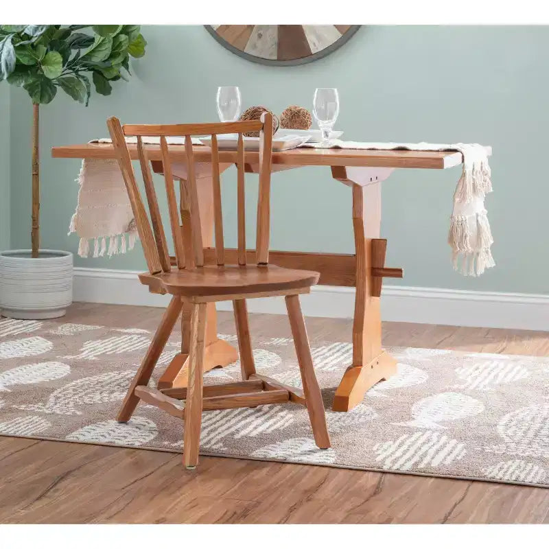 Linon Set of 2 Bazel Windsor Back Side Chairs Natural: Beechwood Frame, No Assembly Required