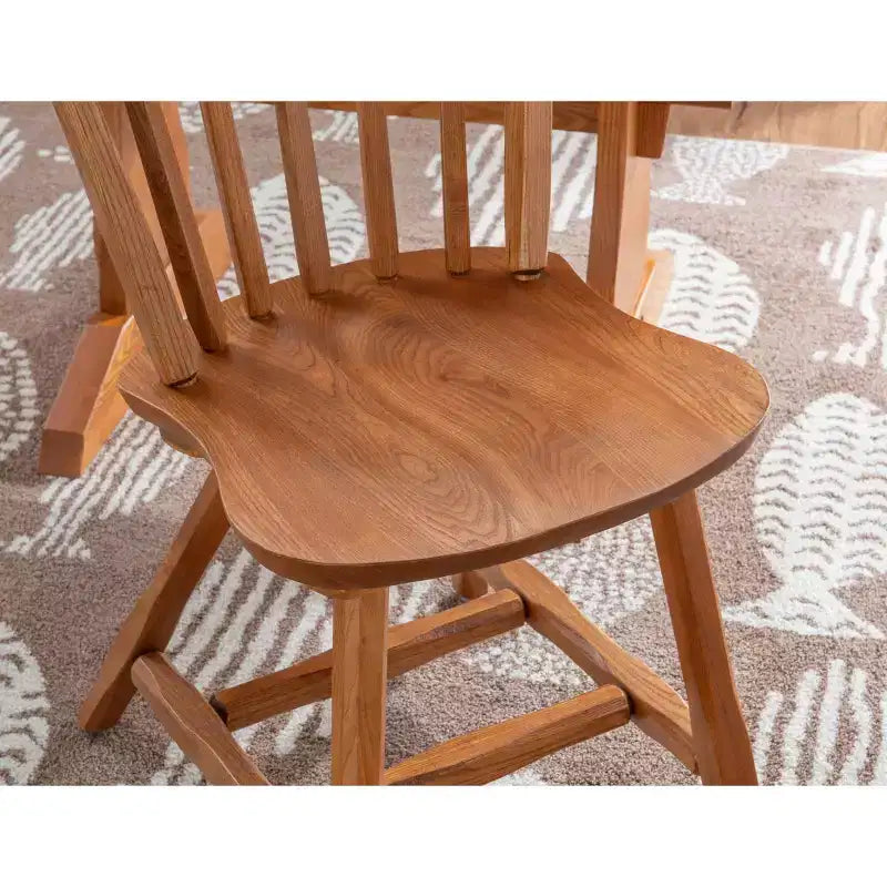 Linon Set of 2 Bazel Windsor Back Side Chairs Natural: Beechwood Frame, No Assembly Required