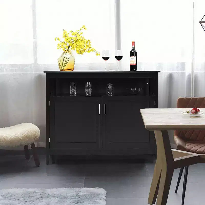 Costway Kitchen Sideboard Buffet Server Cupboard Storage Cabinet w/2 Doors Black