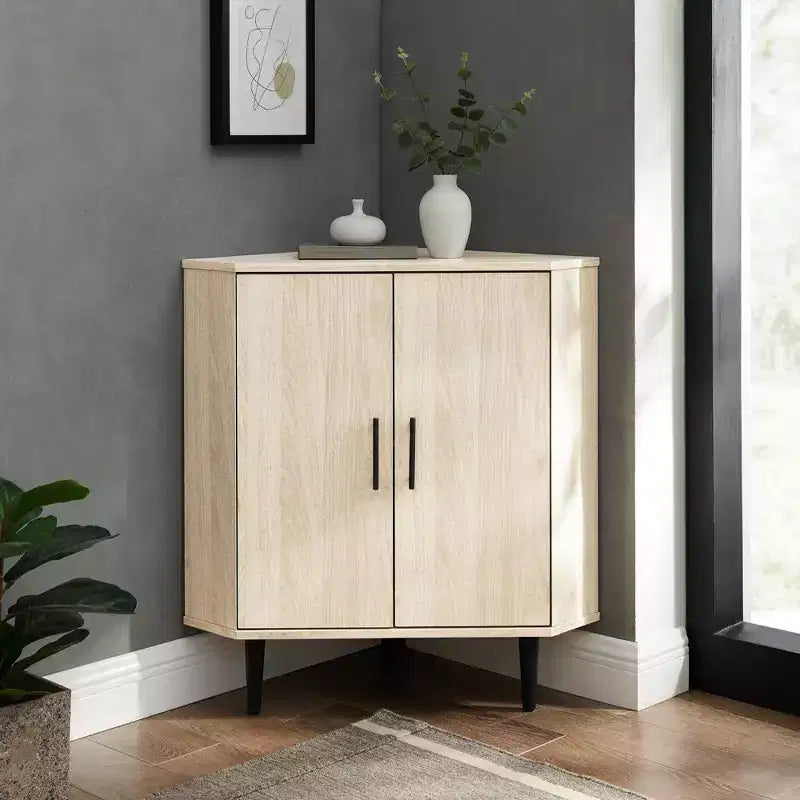 Contemporary 2 Door Wedge Corner Accent Cabinet - Saracina Home