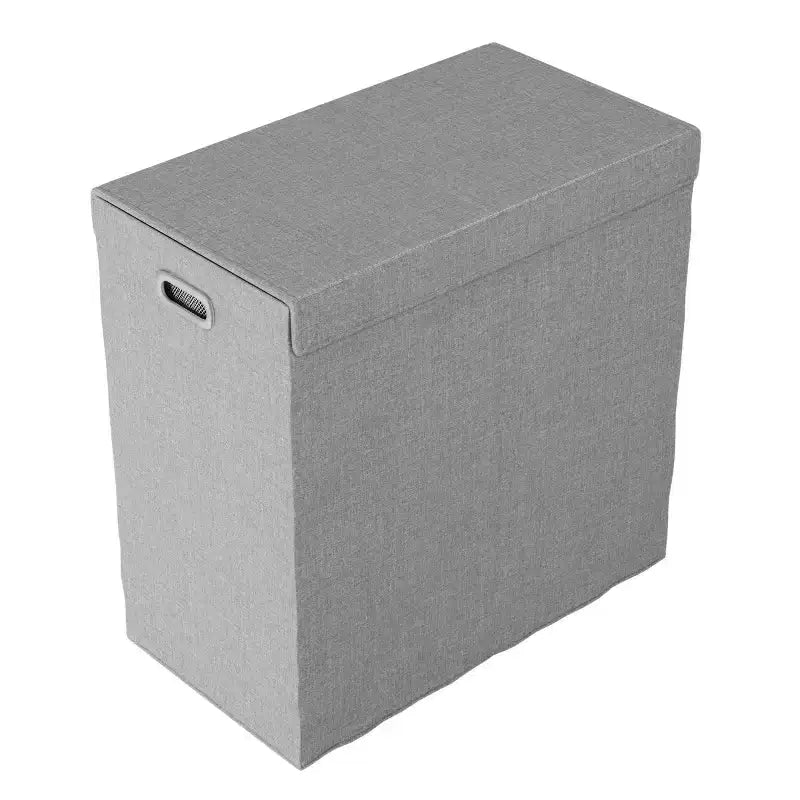 Hastings Home Collapsible Double Laundry Hamper / 2-Section Clothing Sorter With Removable Lid and Mesh Liner Bags - 25.5 x 14.5, Gray