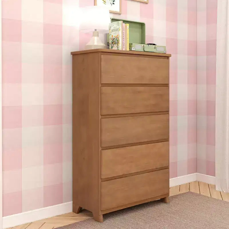 Max & Lily Dresser, 5 Storage Drawers Farmhouse Solid Wood Bedroom Dressers