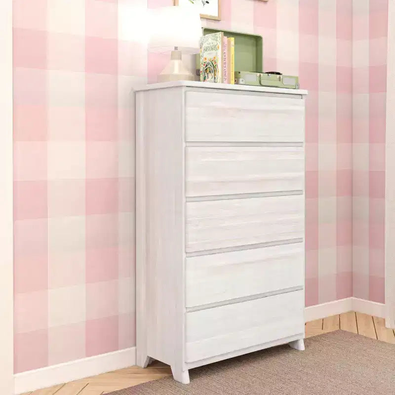 Max & Lily Dresser, 5 Storage Drawers Farmhouse Solid Wood Bedroom Dressers