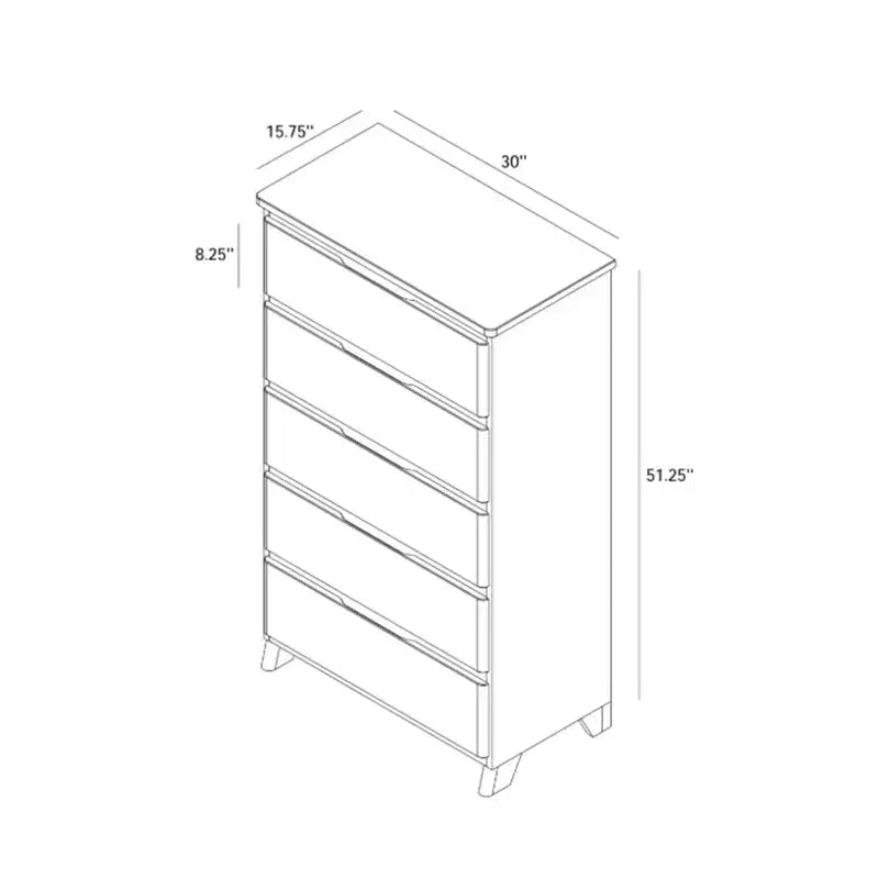 Max & Lily Dresser, 5 Storage Drawers Farmhouse Solid Wood Bedroom Dressers