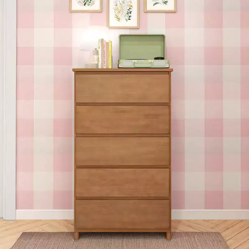 Max & Lily Dresser, 5 Storage Drawers Farmhouse Solid Wood Bedroom Dressers