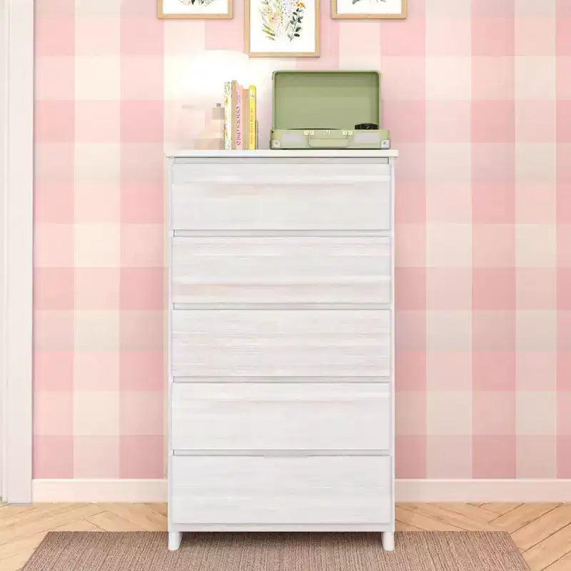 Max & Lily Dresser, 5 Storage Drawers Farmhouse Solid Wood Bedroom Dressers